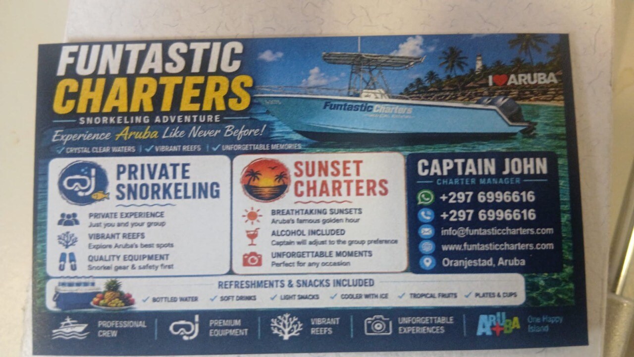 Funtastic Charters private snorkeling experience flyer