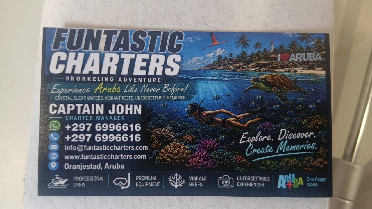 Funtastic Charters underwater reef and sunset charter flyer